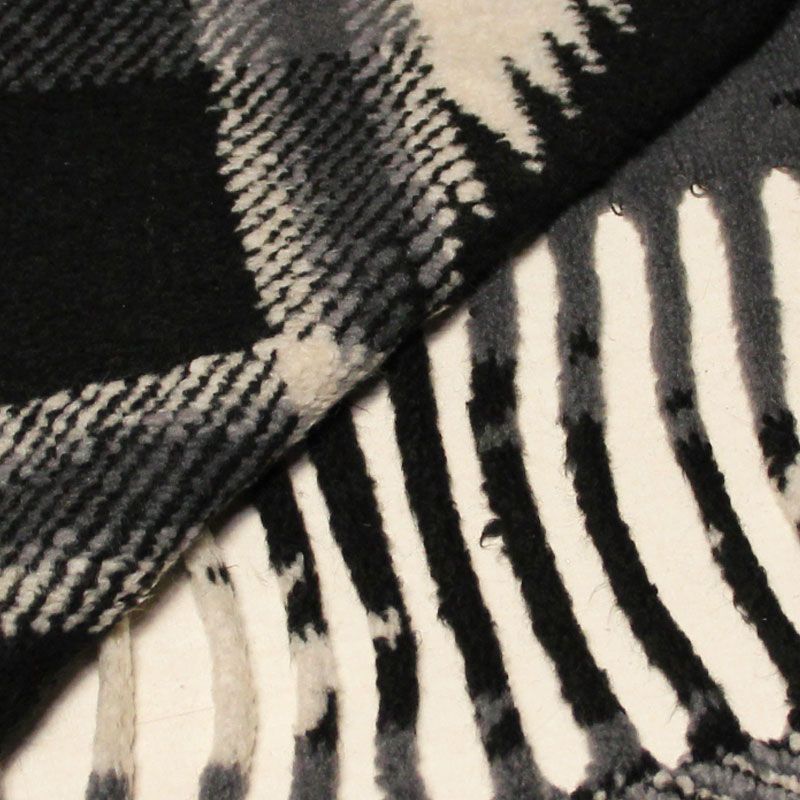 Laine bouillie clan à frange - Noir & gris ligne écru