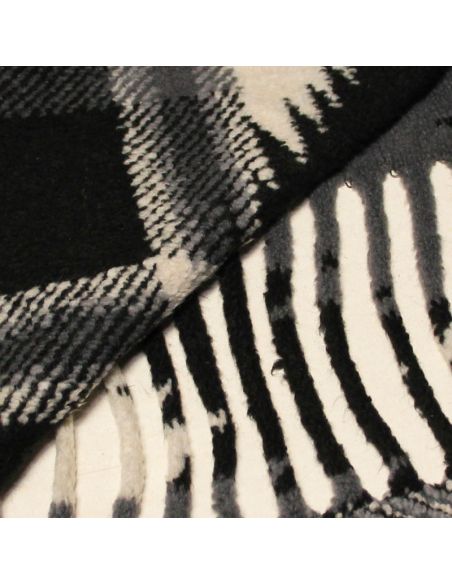 Laine bouillie clan à frange - Noir & gris ligne écru