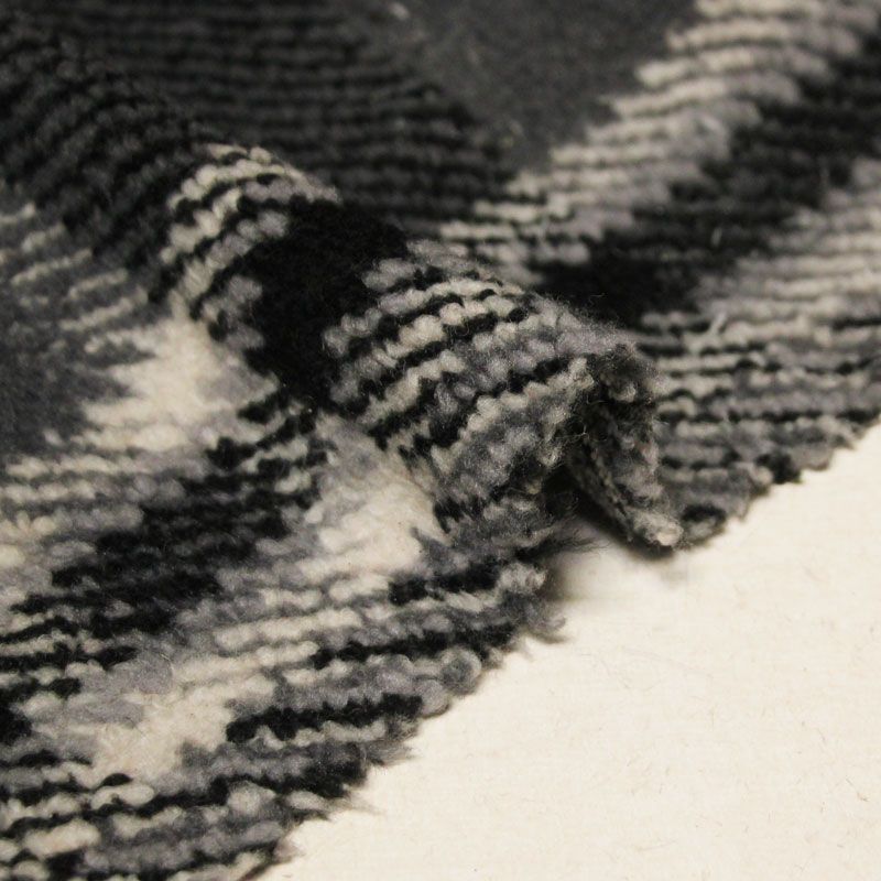 Laine bouillie clan à frange - Noir & gris ligne écru