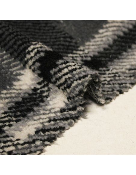 Laine bouillie clan à frange - Noir & gris ligne écru