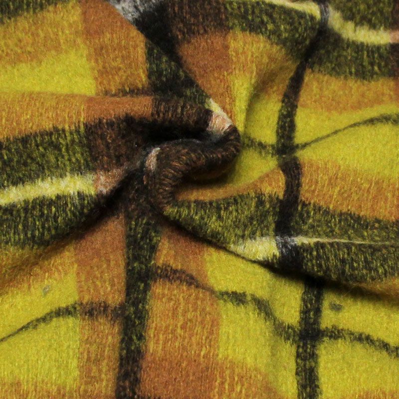 Laine bouillie clan - Camel & noir fond anis