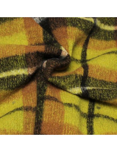 Laine bouillie clan - Camel & noir fond anis