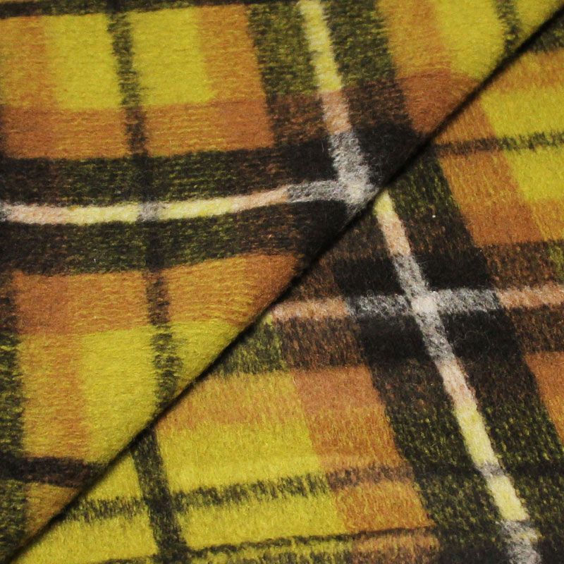 Laine bouillie clan - Camel & noir fond anis