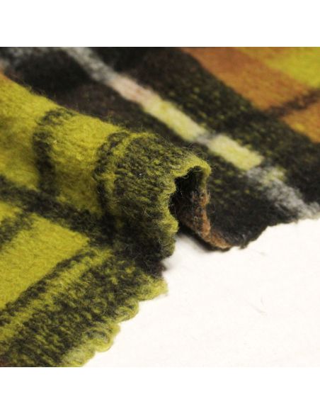 Laine bouillie clan - Camel & noir fond anis