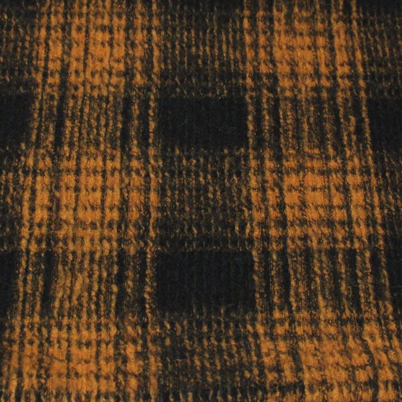 Laine bouillie clan - Carreaux orangé fond bleu nuit