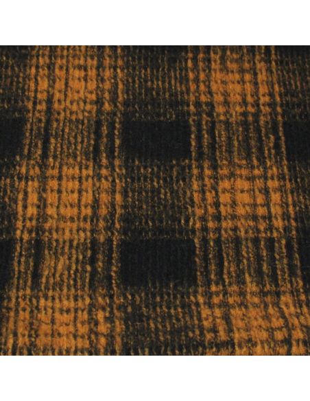 Laine bouillie clan - Carreaux orangé fond bleu nuit
