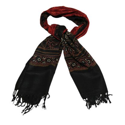 Étole 100% laine - Bordeaux & noir