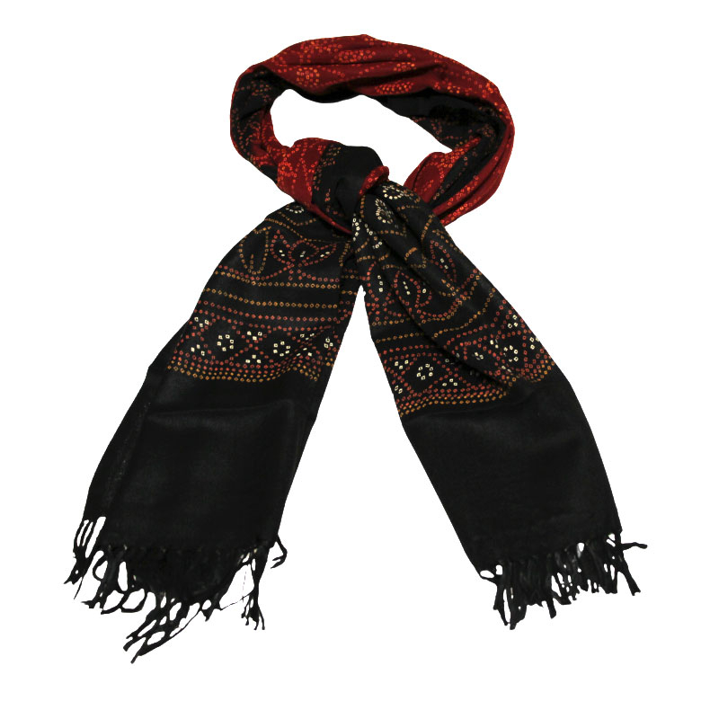 Étole 100% laine - Bordeaux & noir