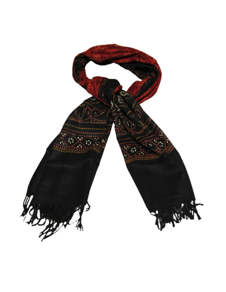 Étole 100% laine - Bordeaux & noir