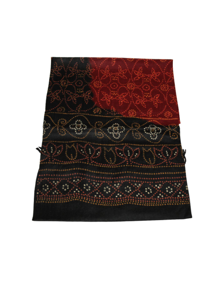 Étole 100% laine - Bordeaux & noir