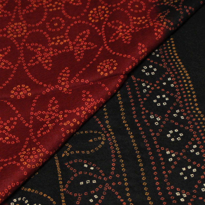 Étole 100% laine - Bordeaux & noir