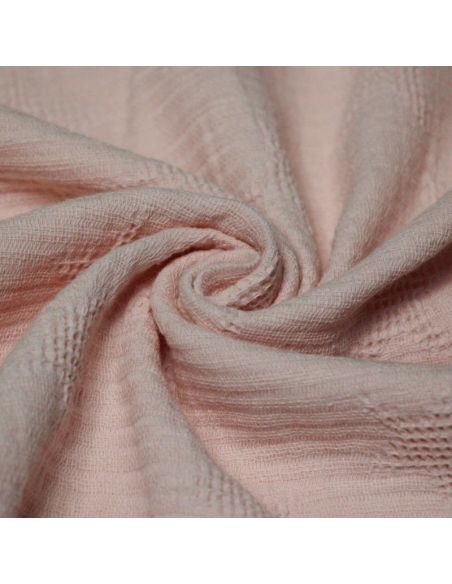 Double gaze jacquard 100% coton - Étoile rose