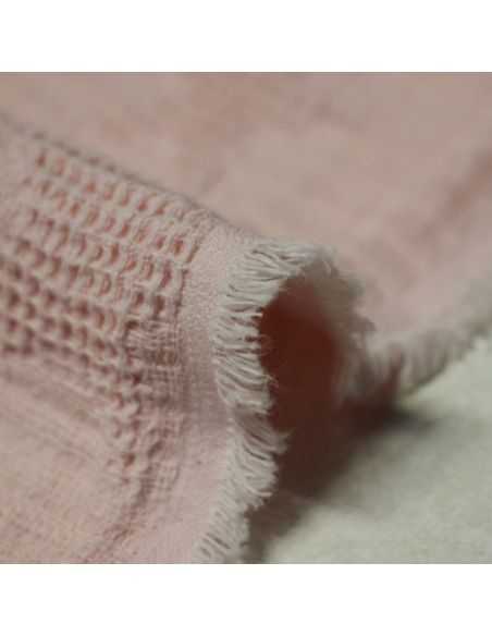 Double gaze jacquard 100% coton - Étoile rose