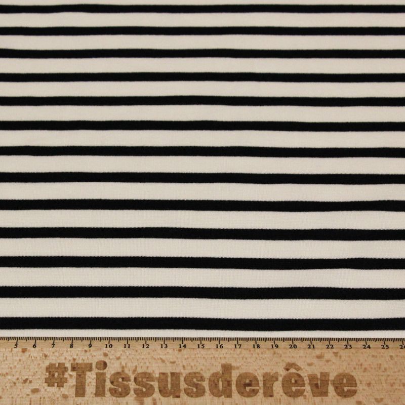 Maille milano - Rayures noir et écru