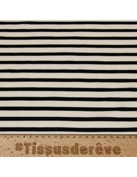 Maille milano - Rayures noir et écru