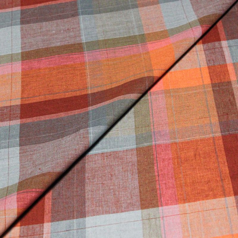 Étoffe 100% lin tissé-teint - Carreaux colorés