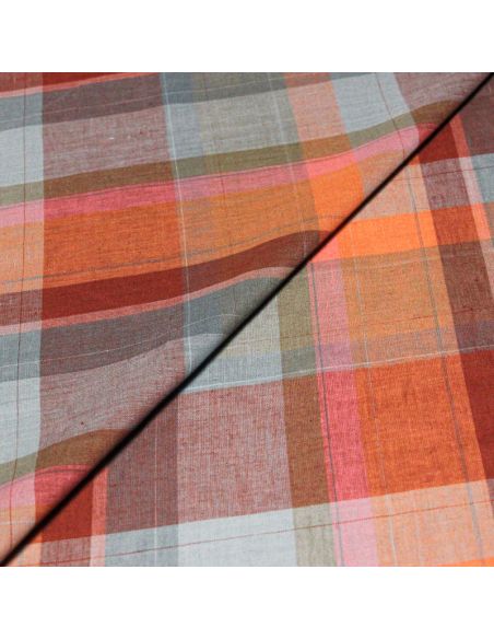 Étoffe 100% lin tissé-teint - Carreaux colorés