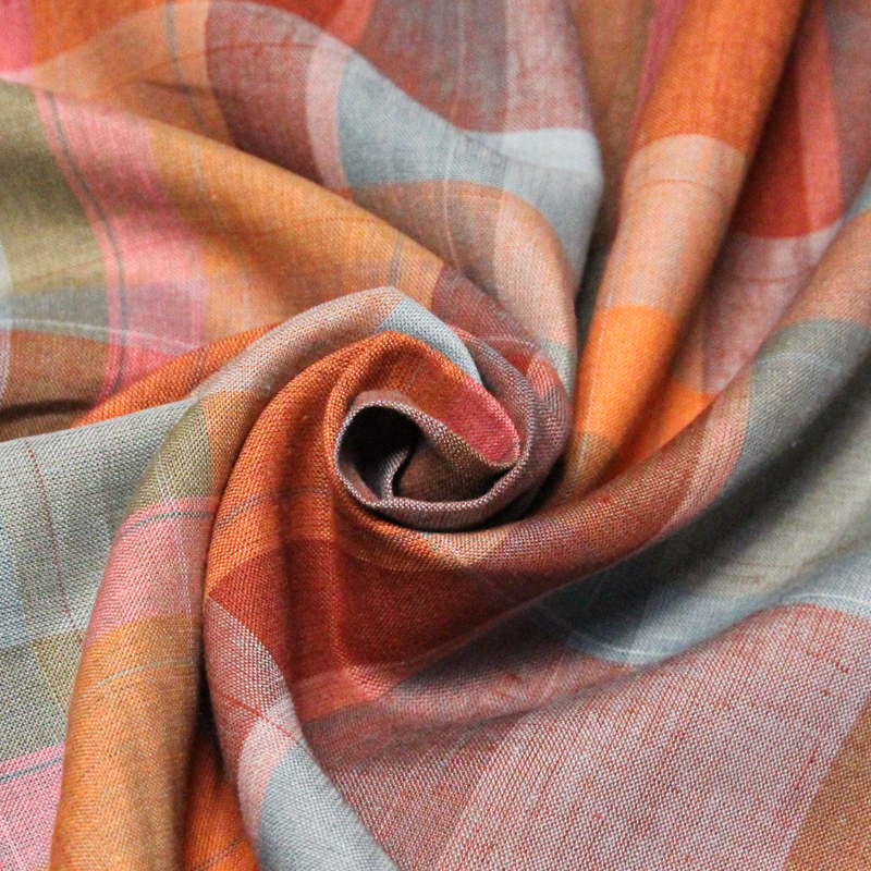 Étoffe 100% lin tissé-teint - Carreaux colorés