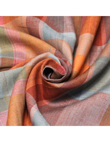 Étoffe 100% lin tissé-teint - Carreaux colorés