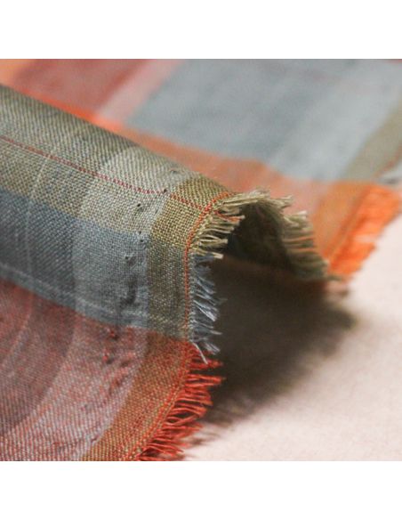 Étoffe 100% lin tissé-teint - Carreaux colorés