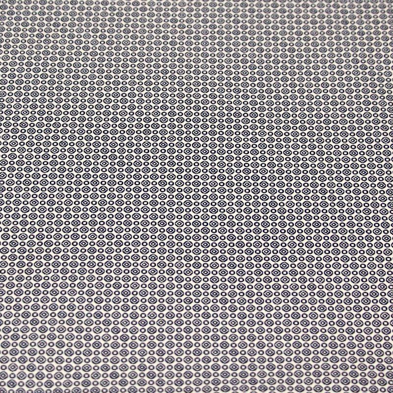 Gabardine 100% coton - Motif géométrique marine fond blanc