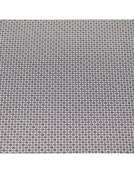 Gabardine 100% coton - Motif géométrique marine fond blanc