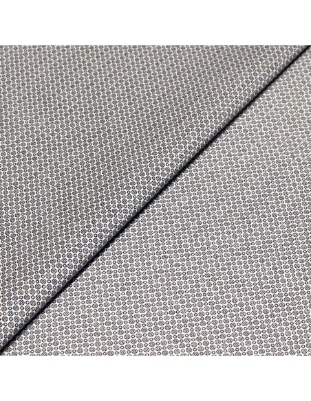Gabardine 100% coton - Motif géométrique marine fond blanc