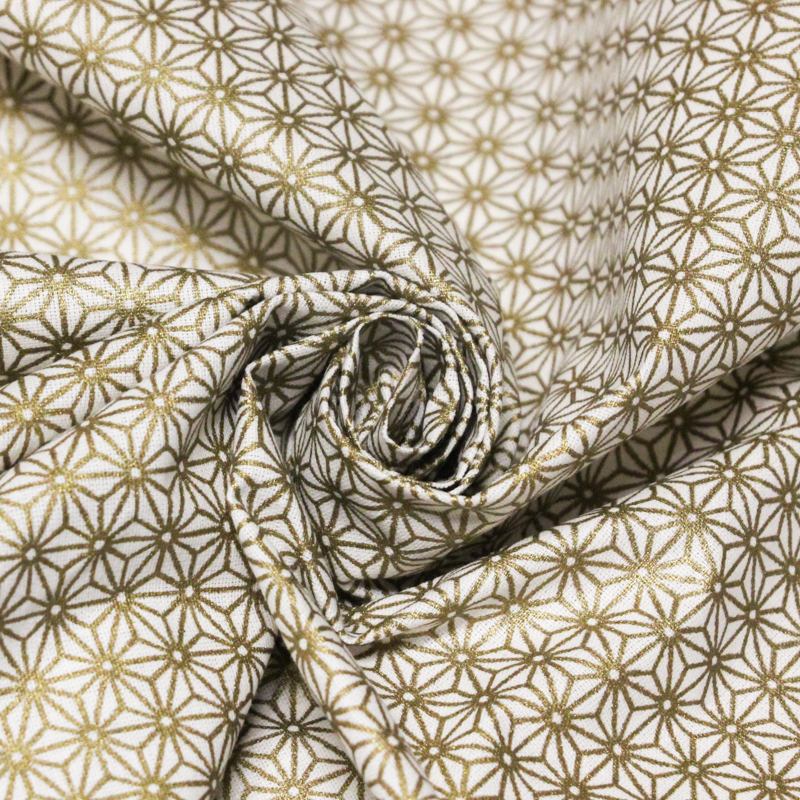 Cretonne 100% coton - Fleur dorée géométrique