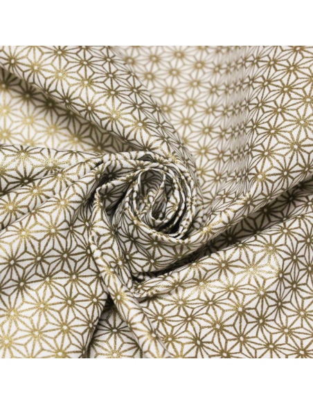 Cretonne 100% coton - Fleur dorée géométrique