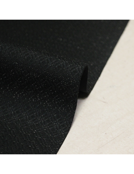 Néoprène contrecollé sur jacquard - Noir brillant (Coupon de 4 mètres)