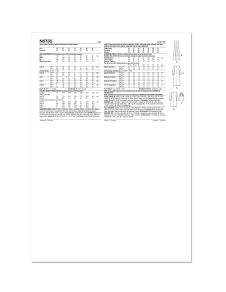 Patron New Look 6785 - Robe, Manteau, Veste et Sac