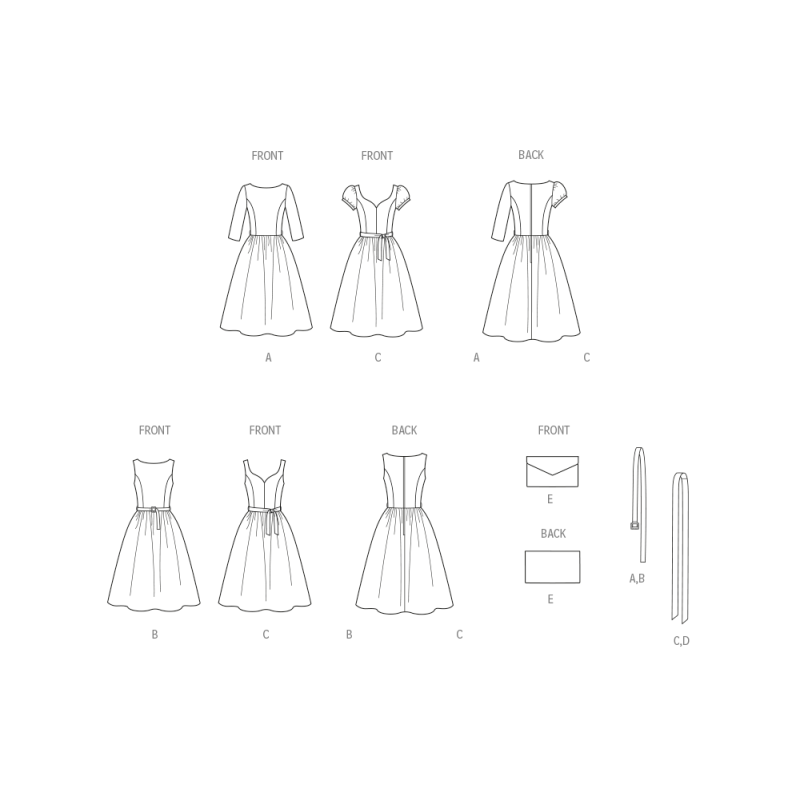 Patron New Look 6786 - Robe avec ceinture et pochette