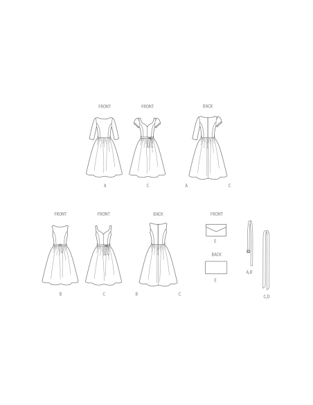 Patron New Look 6786 - Robe avec ceinture et pochette