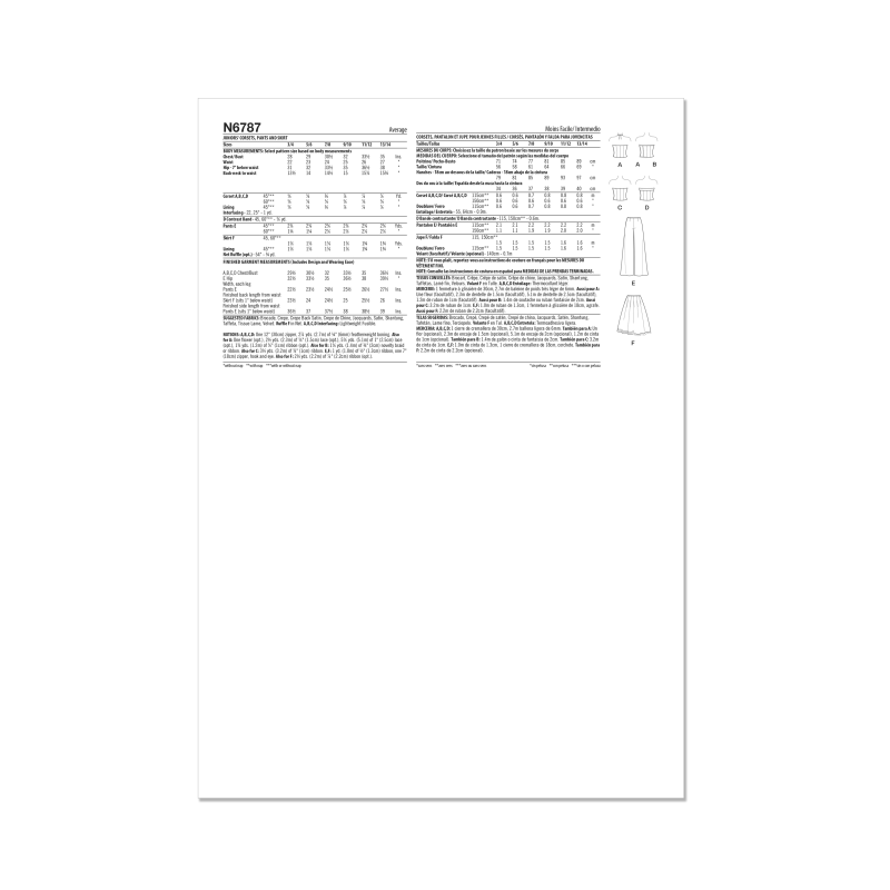 Patron New Look 6787 - Corset, pantalon et jupe