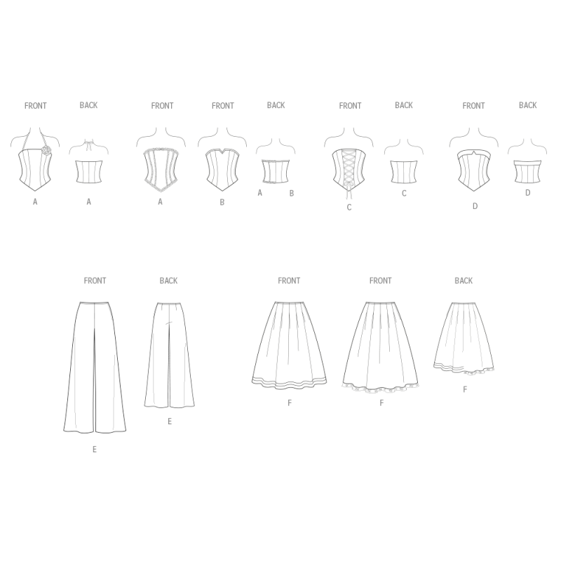 Patron New Look 6787 - Corset, pantalon et jupe