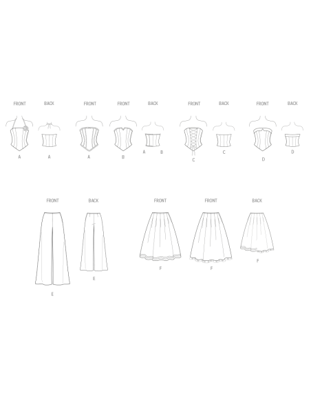 Patron New Look 6787 - Corset, pantalon et jupe