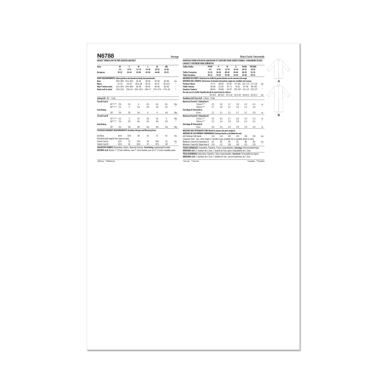 Patron New Look 6788 - Robe, haut, veste longue et pantalon