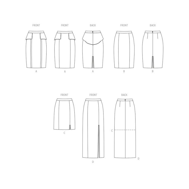 Patron New Look 6792 - Jupes crayon en trois longueurs