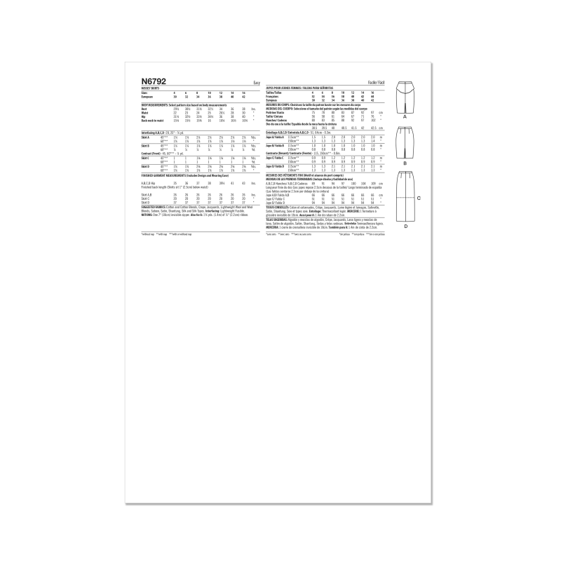 Patron New Look 6792 - Jupes crayon en trois longueurs