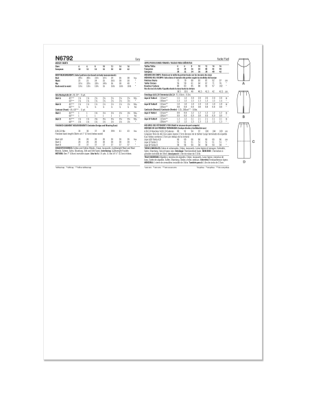 Patron New Look 6792 - Jupes crayon en trois longueurs