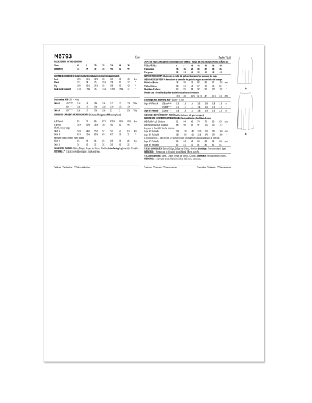 Patron New Look 6793 - Jupe en deux longueurs