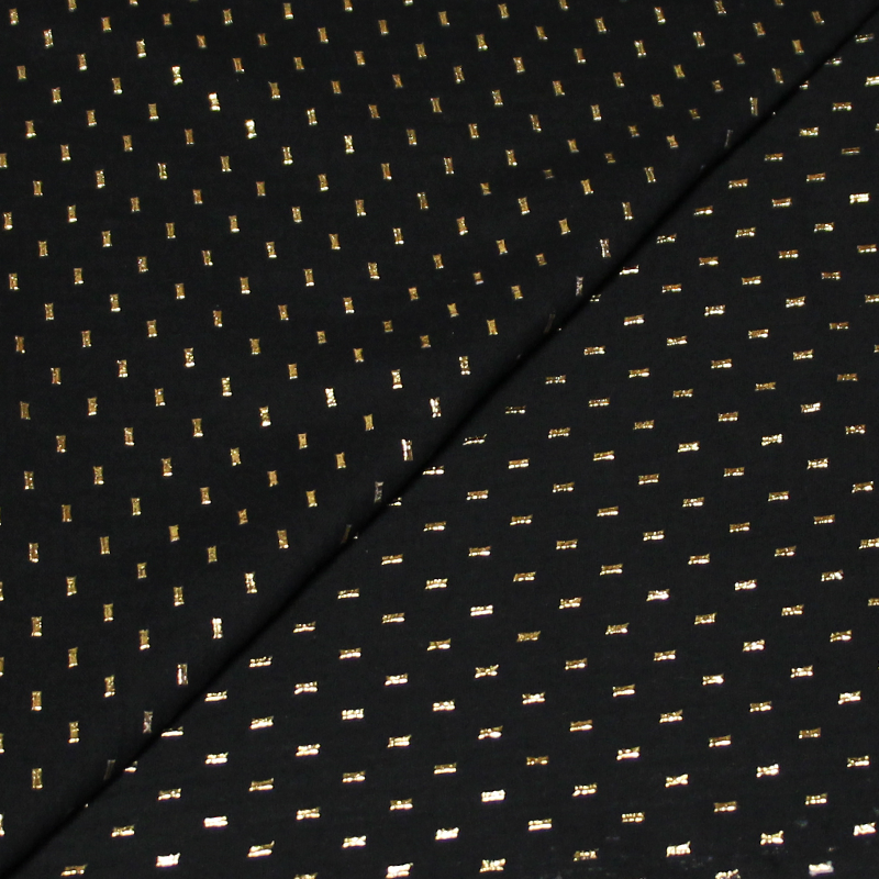 Double gaze 100% coton - Rectangle doré fond noir