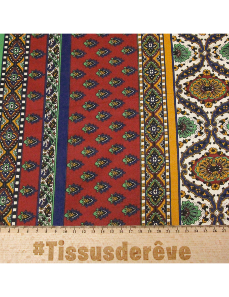 Twill provençal 100% coton - Motifs provençaux fond rouge
