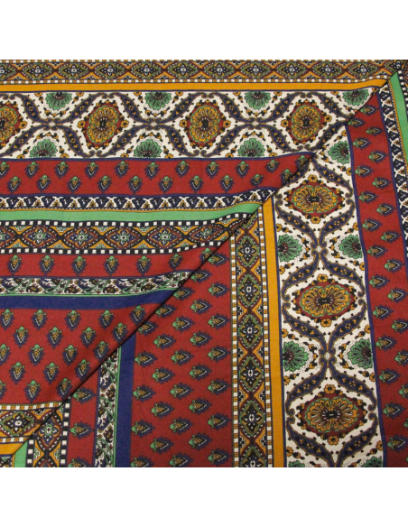 Twill provençal 100% coton - Motifs provençaux fond rouge
