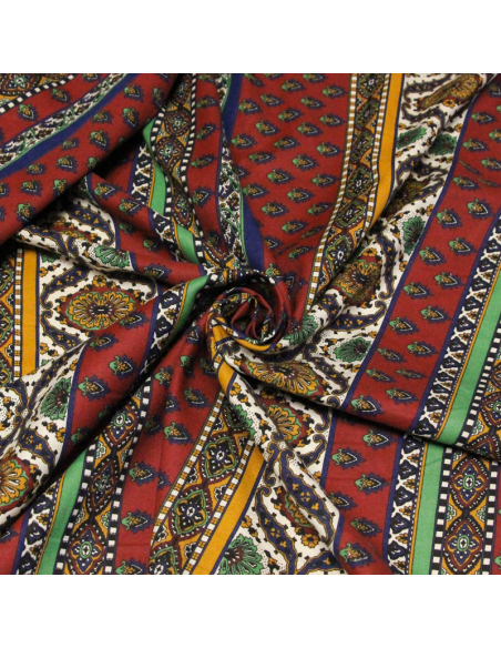 Twill provençal 100% coton - Motifs provençaux fond rouge