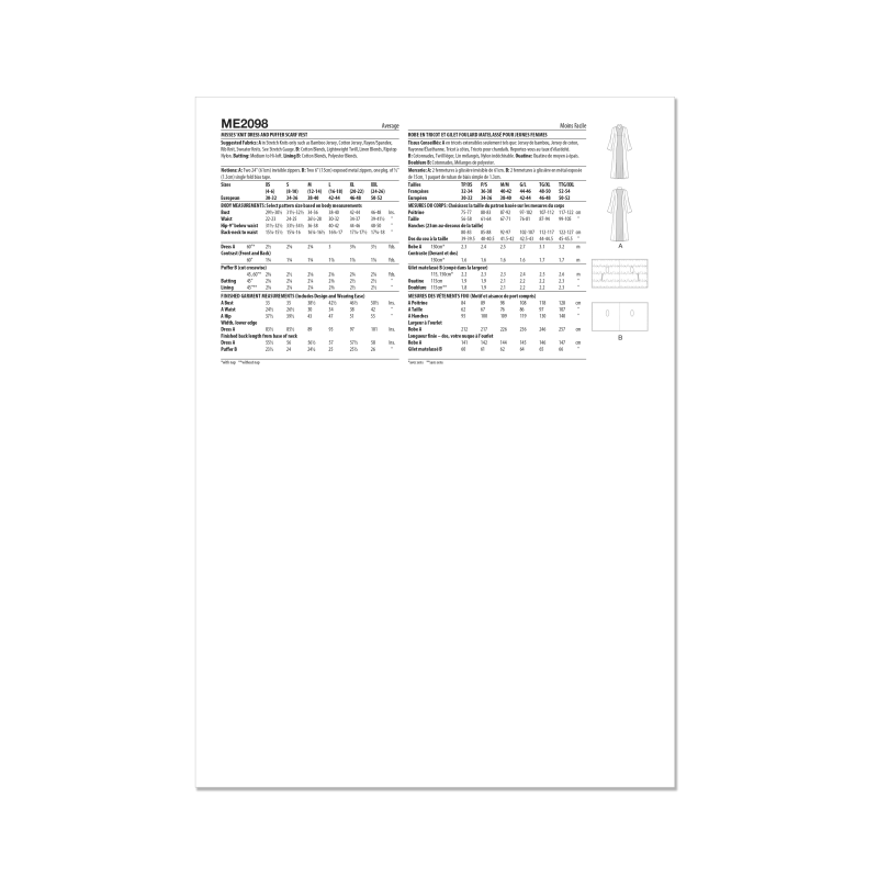 Patron KnowMe 2098.A - Robe en Maille et Gilet Écharpe Matelassé