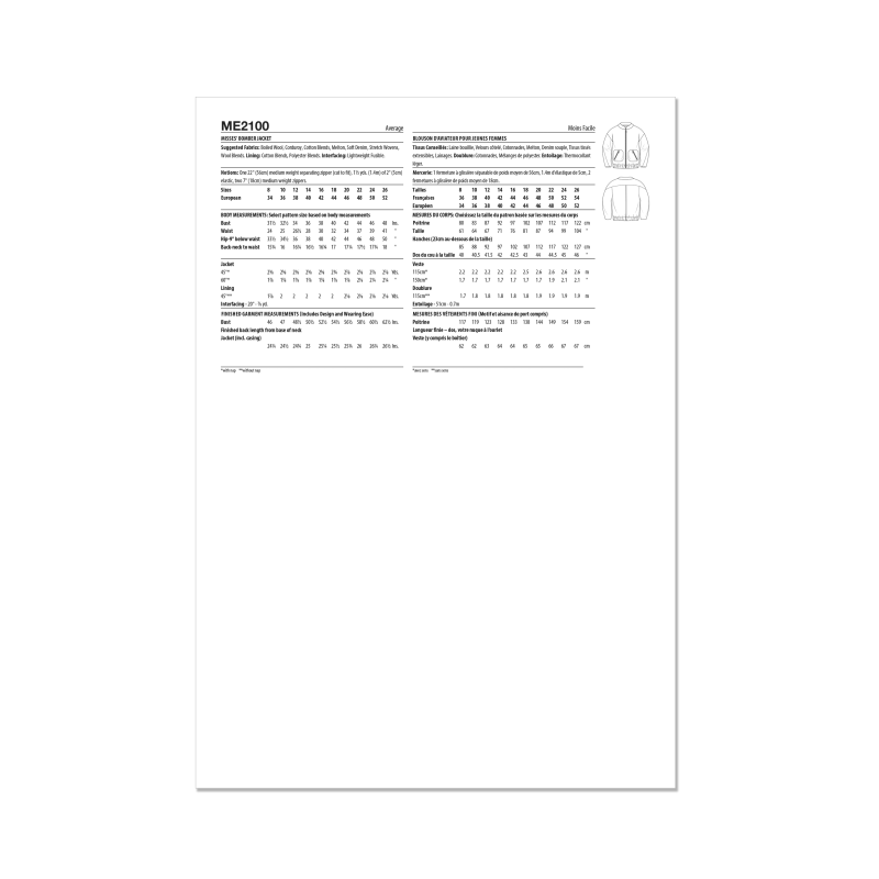 Patron KnowMe 2100.Y5 - Veste Bomber Oversize