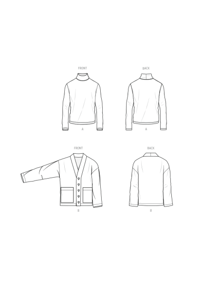 Patron KnowMe 2105.AA - Pull à col roulé et cardigan pour hommes