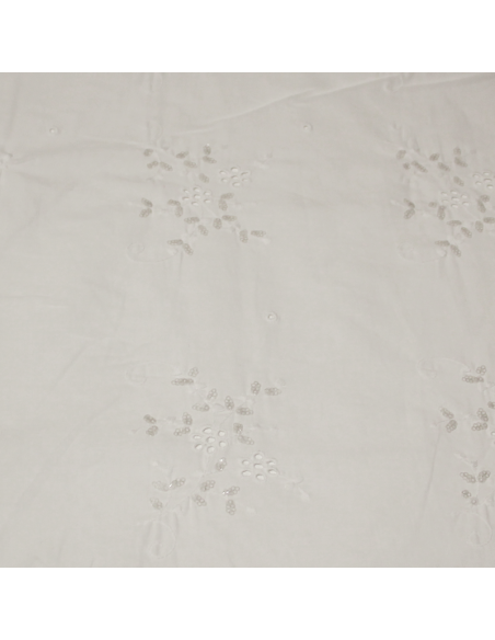 Broderie anglaise 100% coton - Fleuri banc optique à sequin