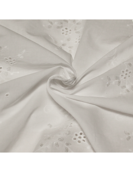 Broderie anglaise 100% coton - Fleuri banc optique à sequin